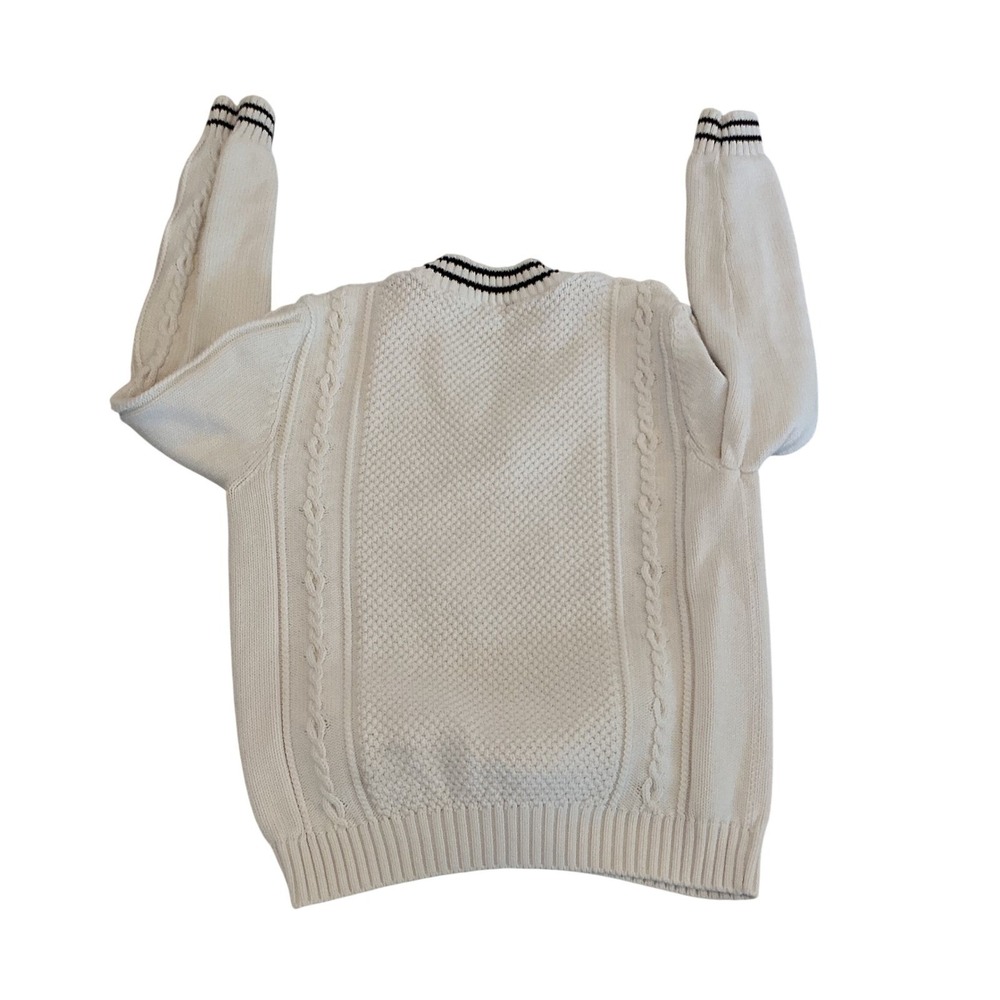 IZOD Ladies White V-Neck Cable‎ Knit Black Stripe M - Picture 2 of 9